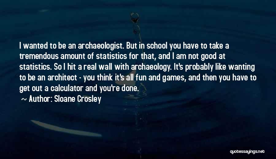 Sloane Crosley Quotes: I Wanted To Be An Archaeologist. But In School You Have To Take A Tremendous Amount Of Statistics For That,