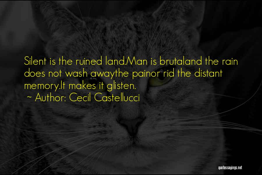 Cecil Castellucci Quotes: Silent Is The Ruined Land.man Is Brutaland The Rain Does Not Wash Awaythe Painor Rid The Distant Memory.it Makes It