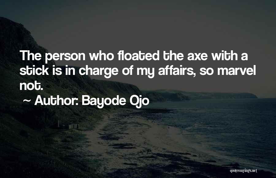 Bayode Ojo Quotes: The Person Who Floated The Axe With A Stick Is In Charge Of My Affairs, So Marvel Not.