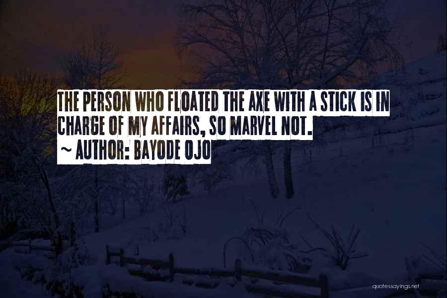 Bayode Ojo Quotes: The Person Who Floated The Axe With A Stick Is In Charge Of My Affairs, So Marvel Not.