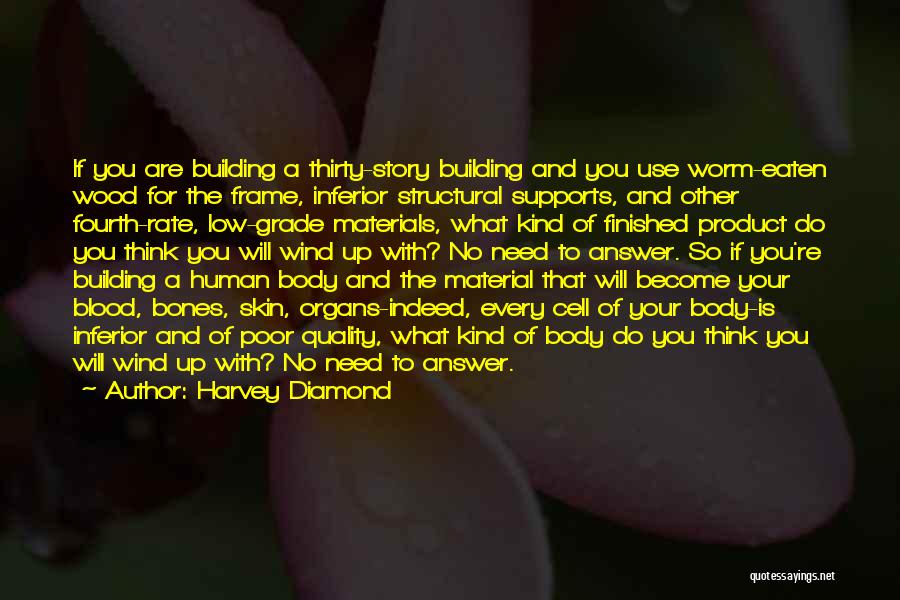 Harvey Diamond Quotes: If You Are Building A Thirty-story Building And You Use Worm-eaten Wood For The Frame, Inferior Structural Supports, And Other