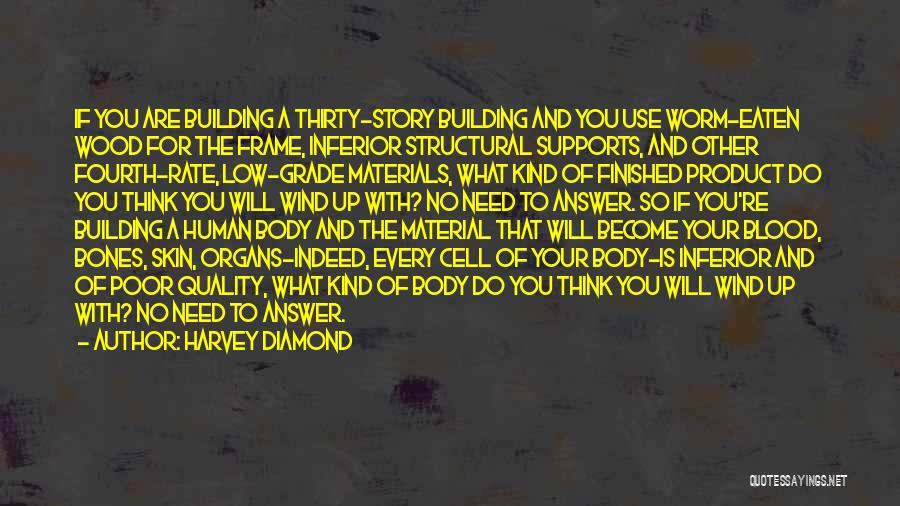 Harvey Diamond Quotes: If You Are Building A Thirty-story Building And You Use Worm-eaten Wood For The Frame, Inferior Structural Supports, And Other