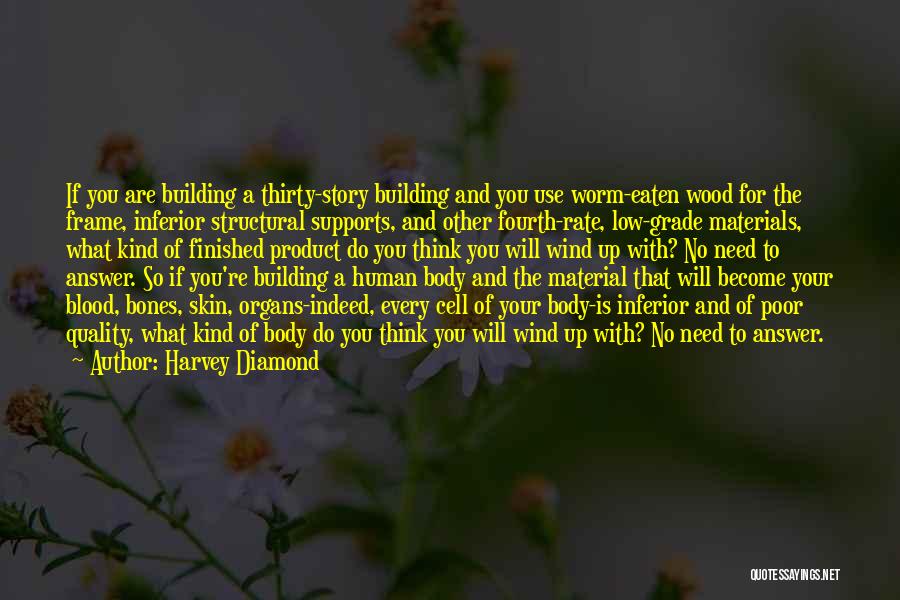 Harvey Diamond Quotes: If You Are Building A Thirty-story Building And You Use Worm-eaten Wood For The Frame, Inferior Structural Supports, And Other