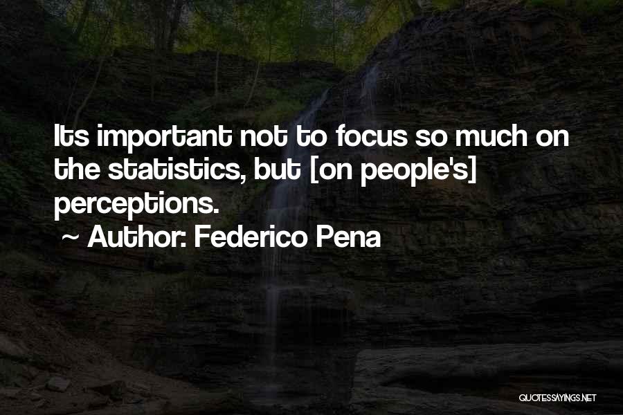 Federico Pena Quotes: Its Important Not To Focus So Much On The Statistics, But [on People's] Perceptions.
