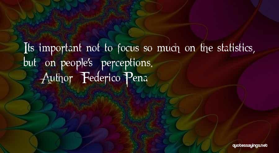 Federico Pena Quotes: Its Important Not To Focus So Much On The Statistics, But [on People's] Perceptions.