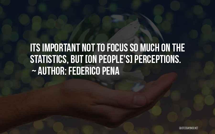 Federico Pena Quotes: Its Important Not To Focus So Much On The Statistics, But [on People's] Perceptions.