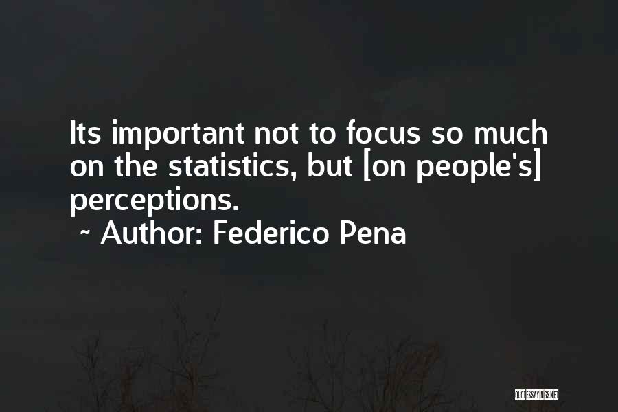 Federico Pena Quotes: Its Important Not To Focus So Much On The Statistics, But [on People's] Perceptions.