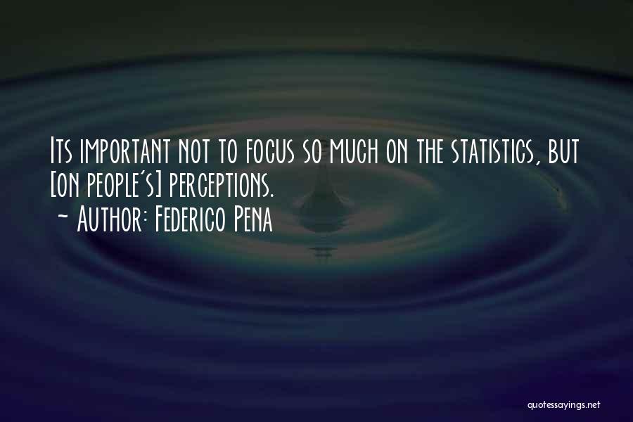 Federico Pena Quotes: Its Important Not To Focus So Much On The Statistics, But [on People's] Perceptions.