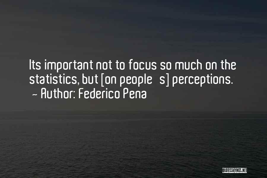 Federico Pena Quotes: Its Important Not To Focus So Much On The Statistics, But [on People's] Perceptions.