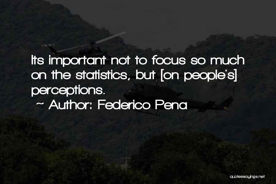 Federico Pena Quotes: Its Important Not To Focus So Much On The Statistics, But [on People's] Perceptions.