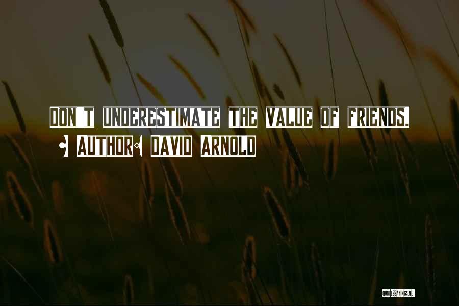 David Arnold Quotes: Don't Underestimate The Value Of Friends.