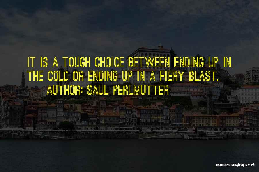 Saul Perlmutter Quotes: It Is A Tough Choice Between Ending Up In The Cold Or Ending Up In A Fiery Blast.