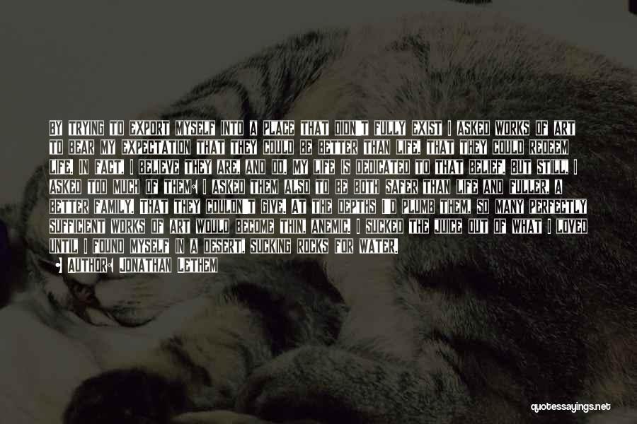 Jonathan Lethem Quotes: By Trying To Export Myself Into A Place That Didn't Fully Exist I Asked Works Of Art To Bear My