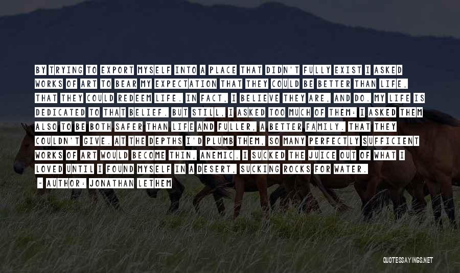 Jonathan Lethem Quotes: By Trying To Export Myself Into A Place That Didn't Fully Exist I Asked Works Of Art To Bear My