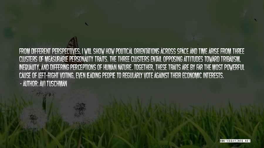 Avi Tuschman Quotes: From Different Perspectives, I Will Show How Political Orientations Across Space And Time Arise From Three Clusters Of Measurable Personality