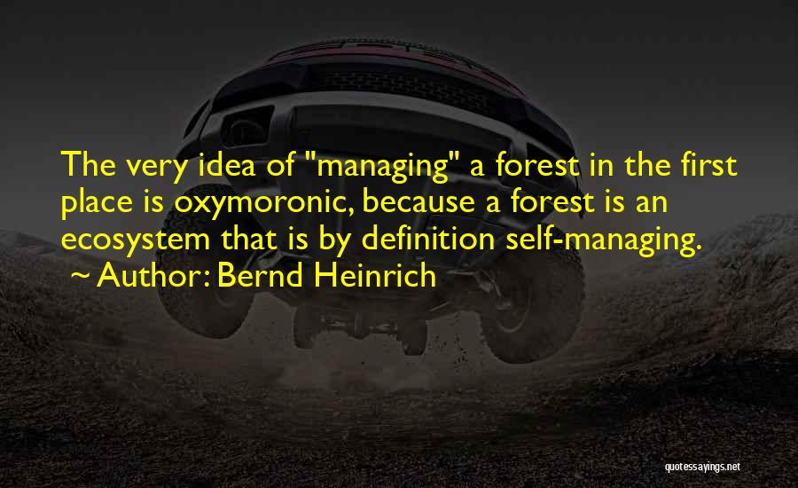 Bernd Heinrich Quotes: The Very Idea Of Managing A Forest In The First Place Is Oxymoronic, Because A Forest Is An Ecosystem That