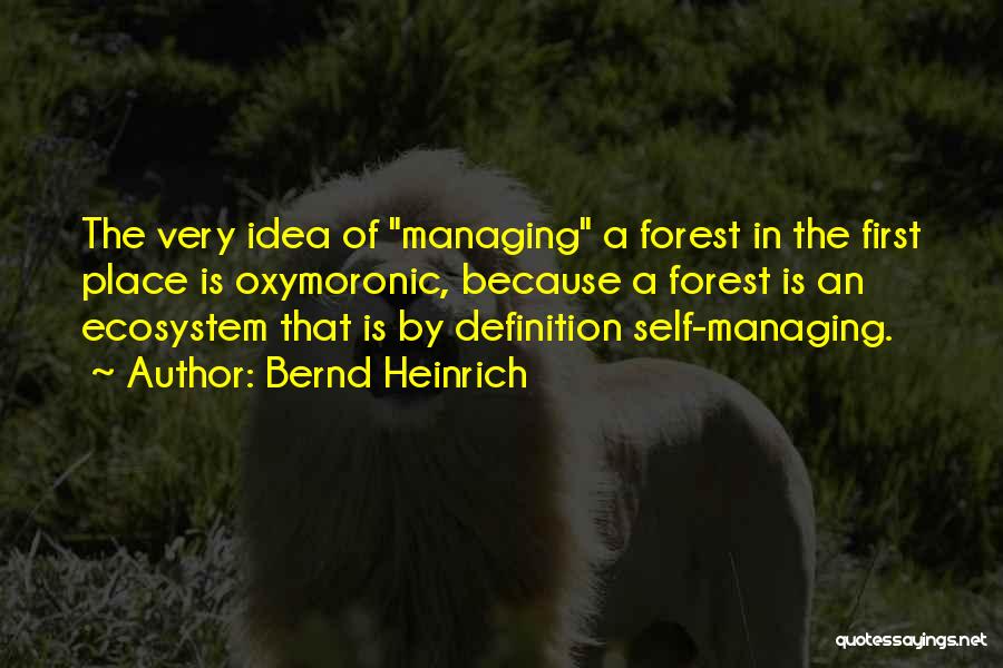 Bernd Heinrich Quotes: The Very Idea Of Managing A Forest In The First Place Is Oxymoronic, Because A Forest Is An Ecosystem That