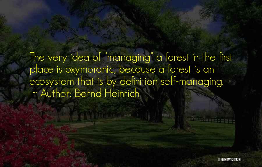 Bernd Heinrich Quotes: The Very Idea Of Managing A Forest In The First Place Is Oxymoronic, Because A Forest Is An Ecosystem That