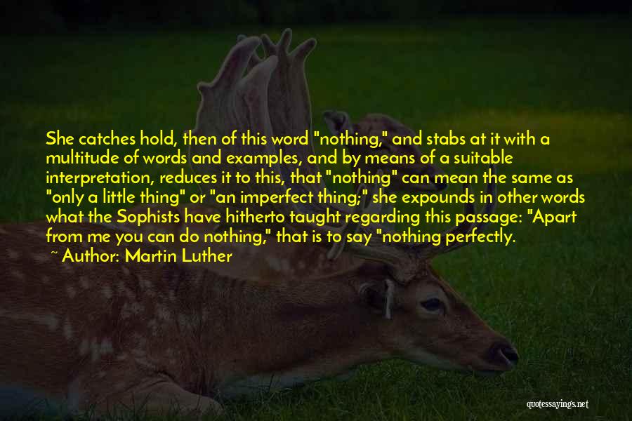 Martin Luther Quotes: She Catches Hold, Then Of This Word Nothing, And Stabs At It With A Multitude Of Words And Examples, And
