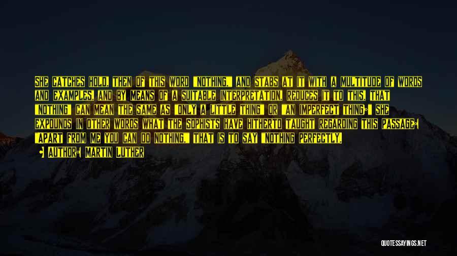 Martin Luther Quotes: She Catches Hold, Then Of This Word Nothing, And Stabs At It With A Multitude Of Words And Examples, And