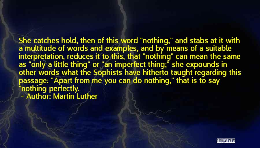 Martin Luther Quotes: She Catches Hold, Then Of This Word Nothing, And Stabs At It With A Multitude Of Words And Examples, And