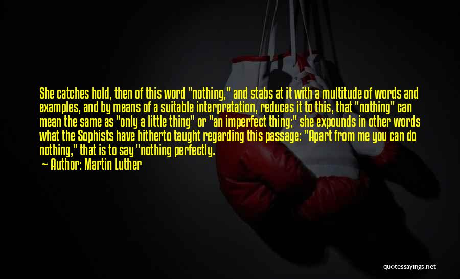 Martin Luther Quotes: She Catches Hold, Then Of This Word Nothing, And Stabs At It With A Multitude Of Words And Examples, And