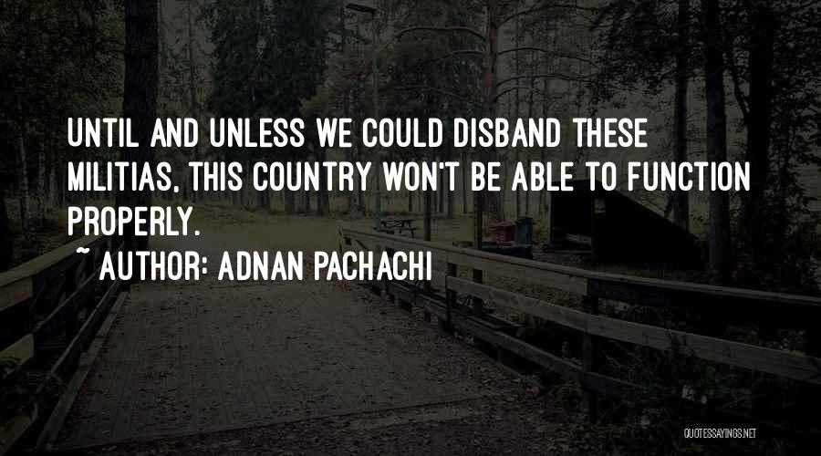 Adnan Pachachi Quotes: Until And Unless We Could Disband These Militias, This Country Won't Be Able To Function Properly.