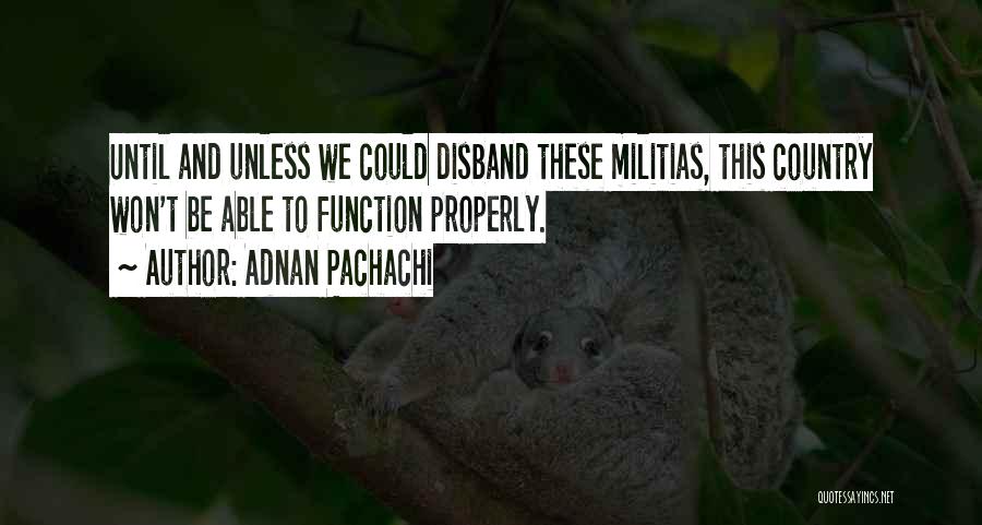 Adnan Pachachi Quotes: Until And Unless We Could Disband These Militias, This Country Won't Be Able To Function Properly.