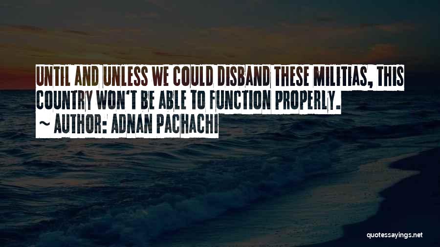 Adnan Pachachi Quotes: Until And Unless We Could Disband These Militias, This Country Won't Be Able To Function Properly.