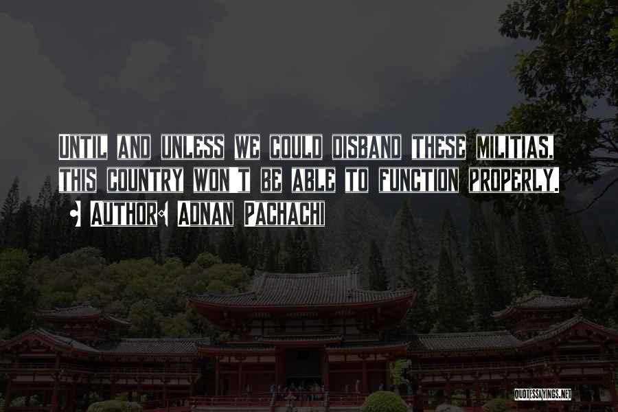 Adnan Pachachi Quotes: Until And Unless We Could Disband These Militias, This Country Won't Be Able To Function Properly.