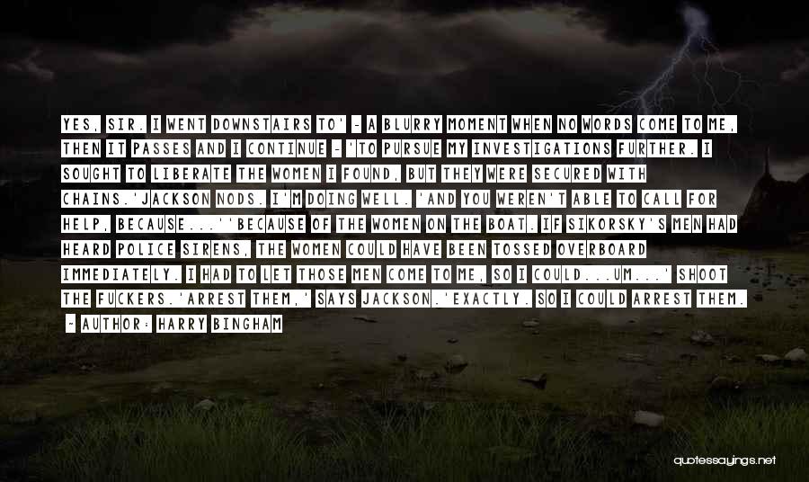 Harry Bingham Quotes: Yes, Sir. I Went Downstairs To' - A Blurry Moment When No Words Come To Me, Then It Passes And