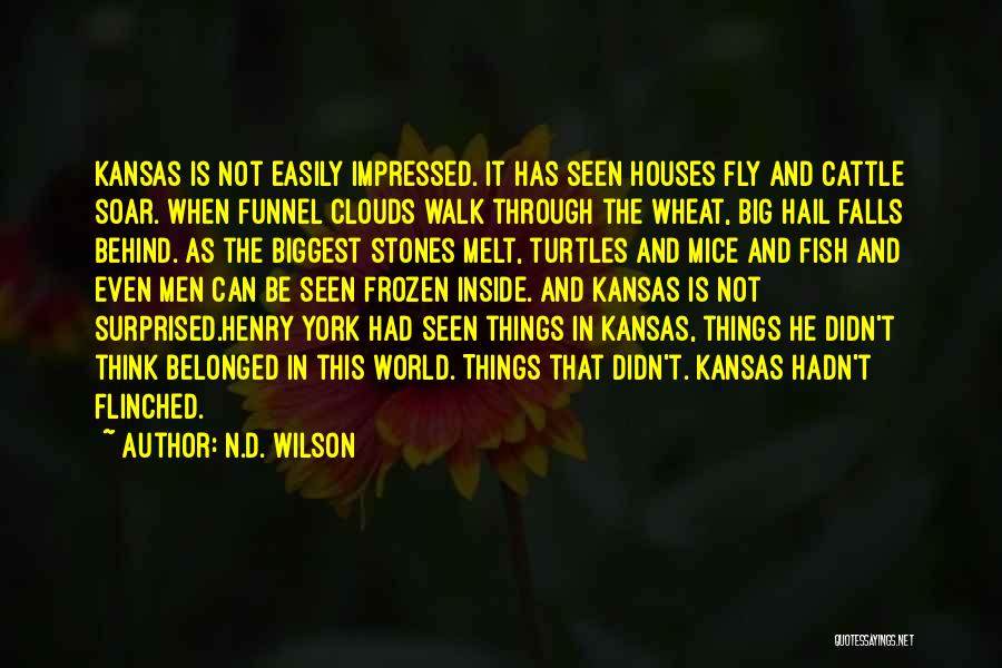 N.D. Wilson Quotes: Kansas Is Not Easily Impressed. It Has Seen Houses Fly And Cattle Soar. When Funnel Clouds Walk Through The Wheat,