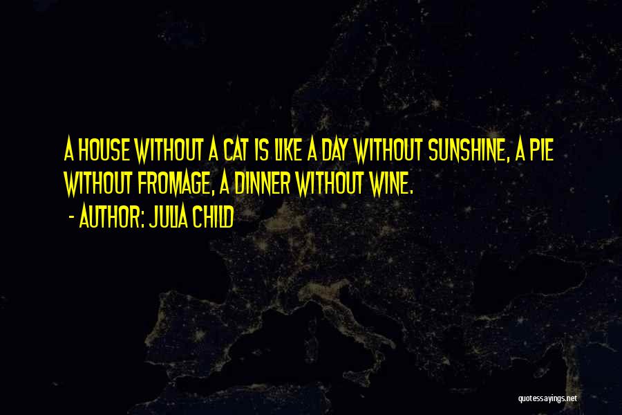 Julia Child Quotes: A House Without A Cat Is Like A Day Without Sunshine, A Pie Without Fromage, A Dinner Without Wine.