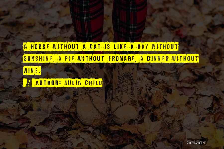 Julia Child Quotes: A House Without A Cat Is Like A Day Without Sunshine, A Pie Without Fromage, A Dinner Without Wine.