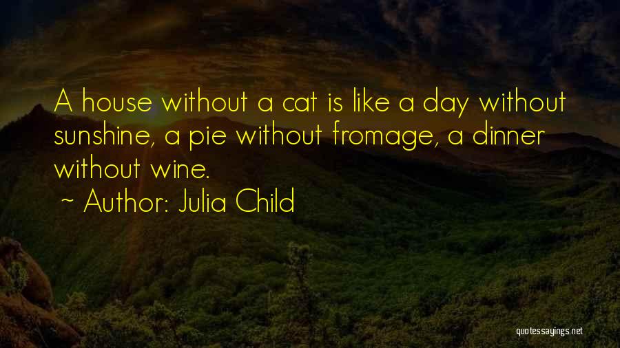 Julia Child Quotes: A House Without A Cat Is Like A Day Without Sunshine, A Pie Without Fromage, A Dinner Without Wine.