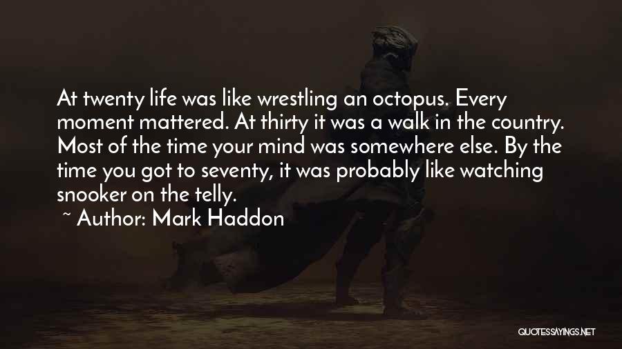 Mark Haddon Quotes: At Twenty Life Was Like Wrestling An Octopus. Every Moment Mattered. At Thirty It Was A Walk In The Country.