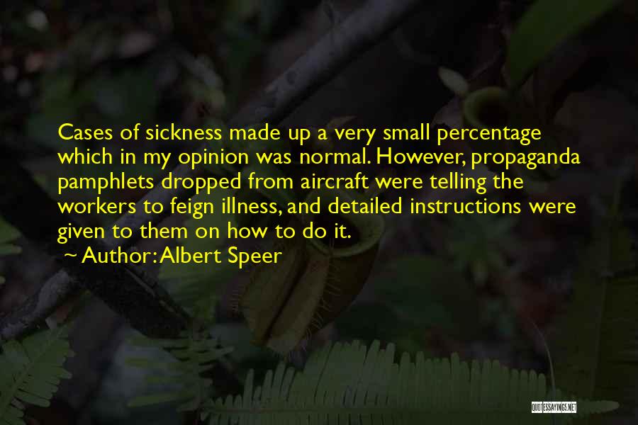 Albert Speer Quotes: Cases Of Sickness Made Up A Very Small Percentage Which In My Opinion Was Normal. However, Propaganda Pamphlets Dropped From