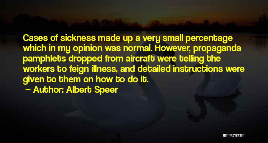 Albert Speer Quotes: Cases Of Sickness Made Up A Very Small Percentage Which In My Opinion Was Normal. However, Propaganda Pamphlets Dropped From