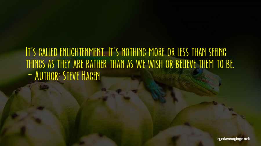 Steve Hagen Quotes: It's Called Enlightenment. It's Nothing More Or Less Than Seeing Things As They Are Rather Than As We Wish Or