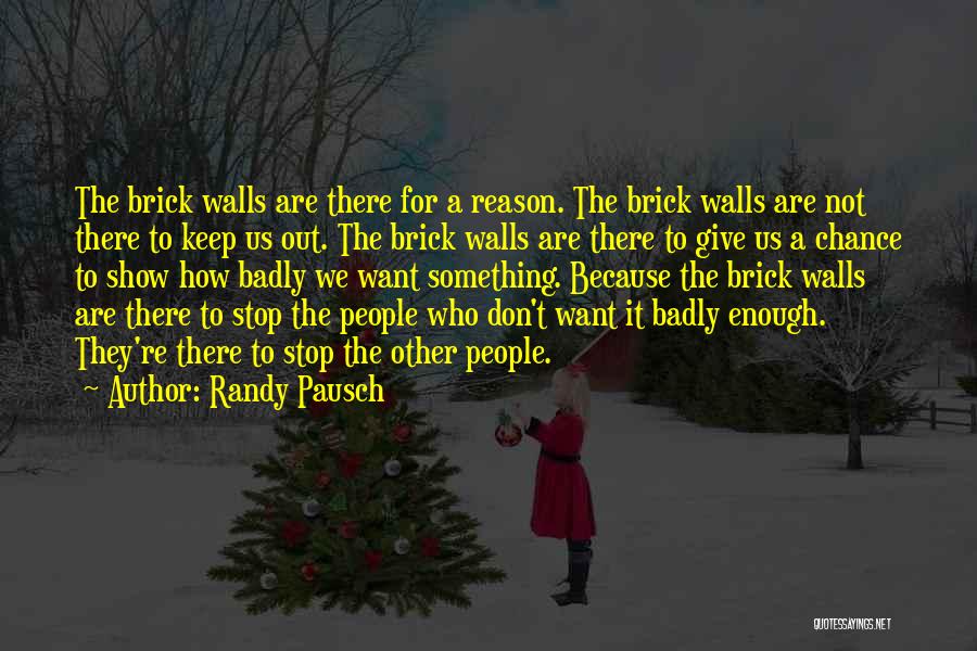 Randy Pausch Quotes: The Brick Walls Are There For A Reason. The Brick Walls Are Not There To Keep Us Out. The Brick