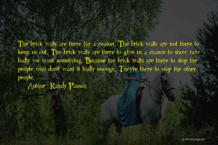 Randy Pausch Quotes: The Brick Walls Are There For A Reason. The Brick Walls Are Not There To Keep Us Out. The Brick