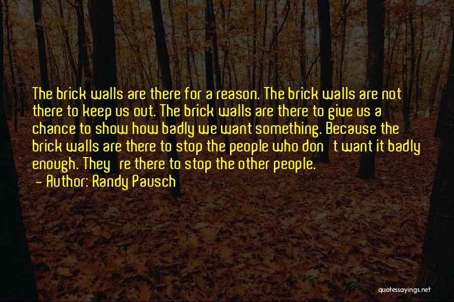 Randy Pausch Quotes: The Brick Walls Are There For A Reason. The Brick Walls Are Not There To Keep Us Out. The Brick
