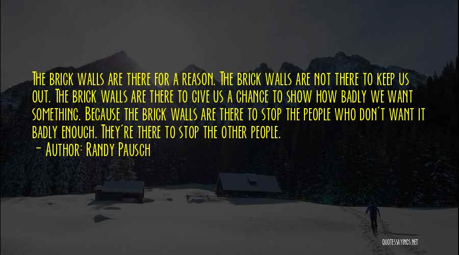 Randy Pausch Quotes: The Brick Walls Are There For A Reason. The Brick Walls Are Not There To Keep Us Out. The Brick