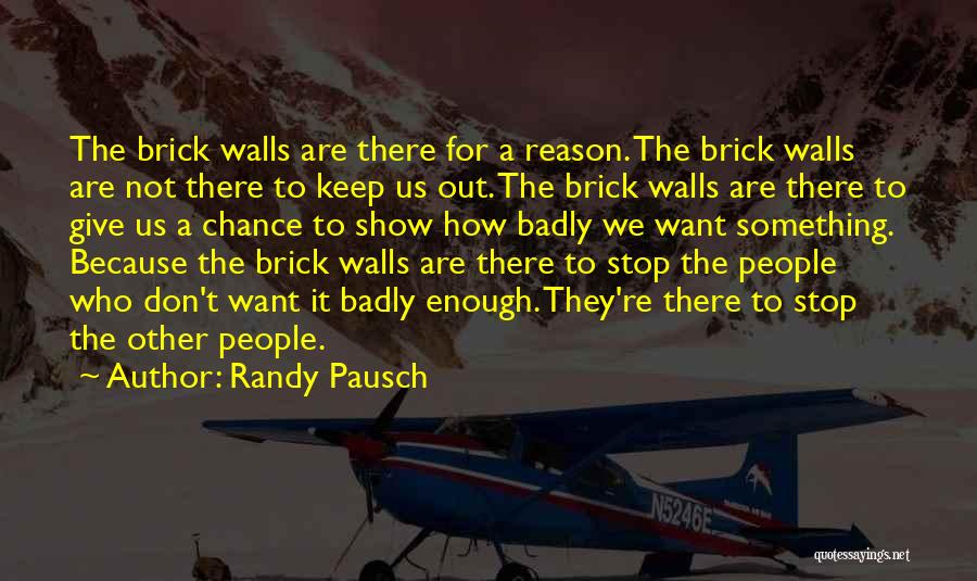 Randy Pausch Quotes: The Brick Walls Are There For A Reason. The Brick Walls Are Not There To Keep Us Out. The Brick