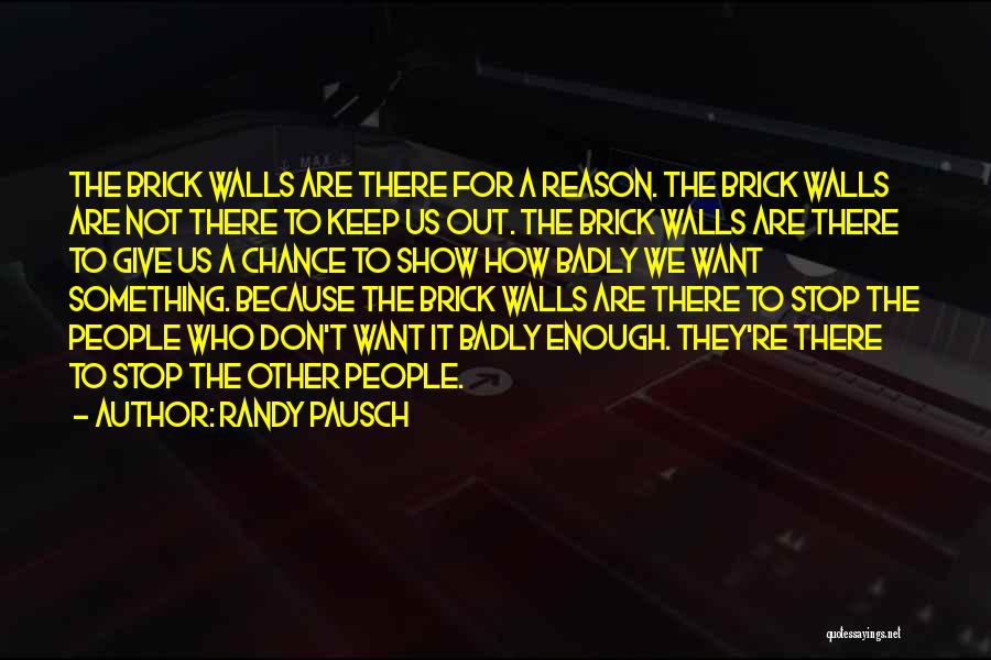 Randy Pausch Quotes: The Brick Walls Are There For A Reason. The Brick Walls Are Not There To Keep Us Out. The Brick