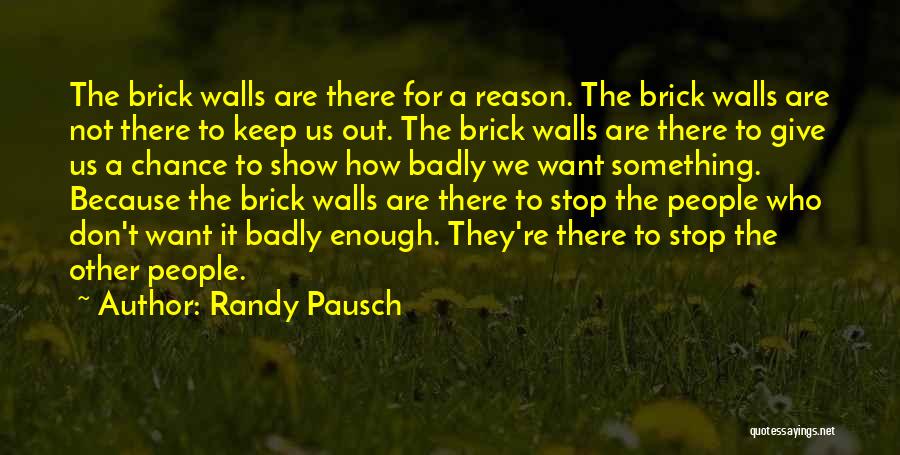 Randy Pausch Quotes: The Brick Walls Are There For A Reason. The Brick Walls Are Not There To Keep Us Out. The Brick