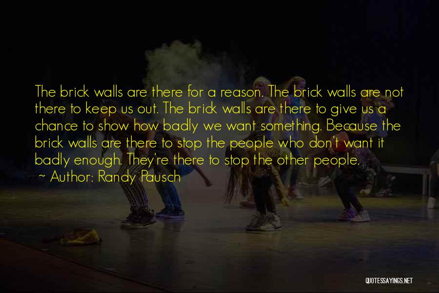 Randy Pausch Quotes: The Brick Walls Are There For A Reason. The Brick Walls Are Not There To Keep Us Out. The Brick