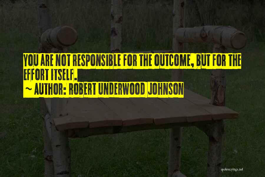 Robert Underwood Johnson Quotes: You Are Not Responsible For The Outcome, But For The Effort Itself.