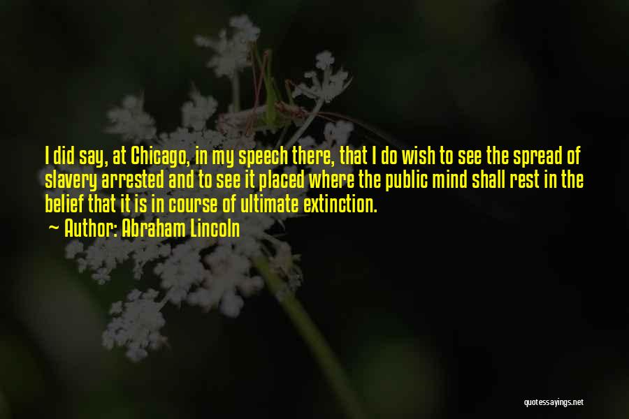 Abraham Lincoln Quotes: I Did Say, At Chicago, In My Speech There, That I Do Wish To See The Spread Of Slavery Arrested