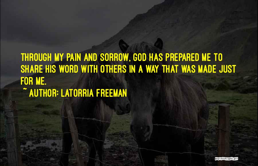 Latorria Freeman Quotes: Through My Pain And Sorrow, God Has Prepared Me To Share His Word With Others In A Way That Was
